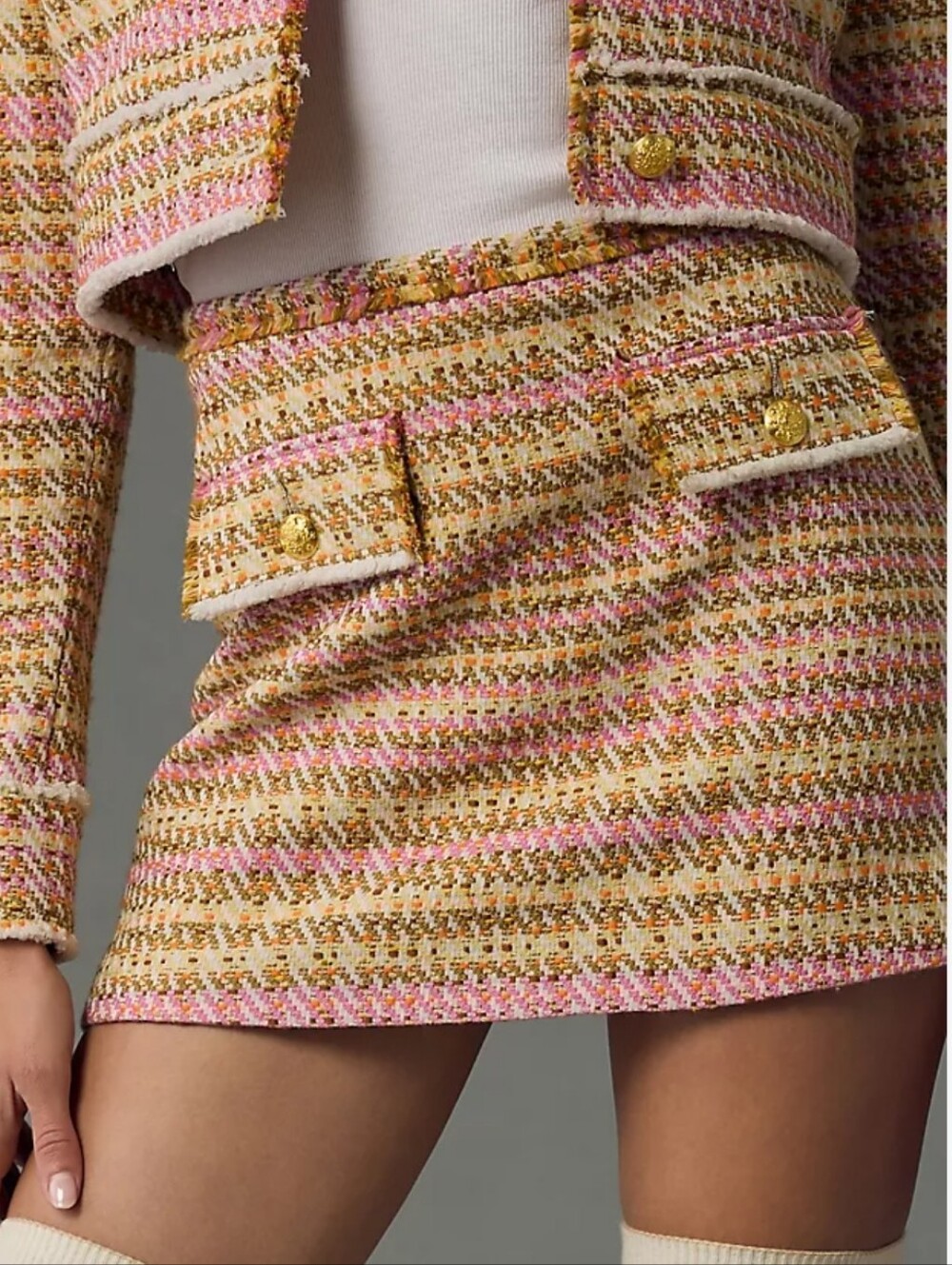 Le Superbe Ines Tweed Mini Skirt Pink Multicolor Size 8